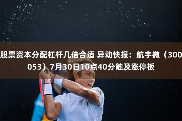 股票资本分配杠杆几倍合适 异动快报：航宇微（300053）7月30日10点40分触及涨停板