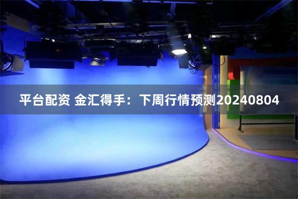 平台配资 金汇得手：下周行情预测20240804